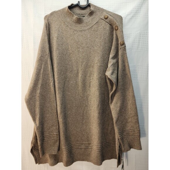 Studio Other - AB Studio Sweater Mens XXL Brown Mock Neck Knit Cardigan Button Accent